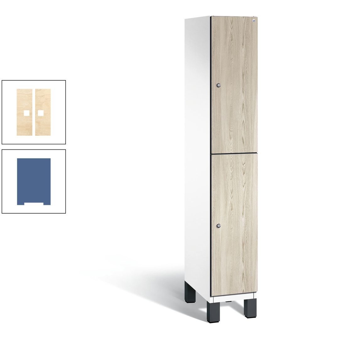 Fächerschrank, Garderobenschrank, mit Füßen, 1 Abteile, 1.980 x 300 x 525 mm (HxBxT), Korpus anthrazitgrau, Tür Donau-Ahorn