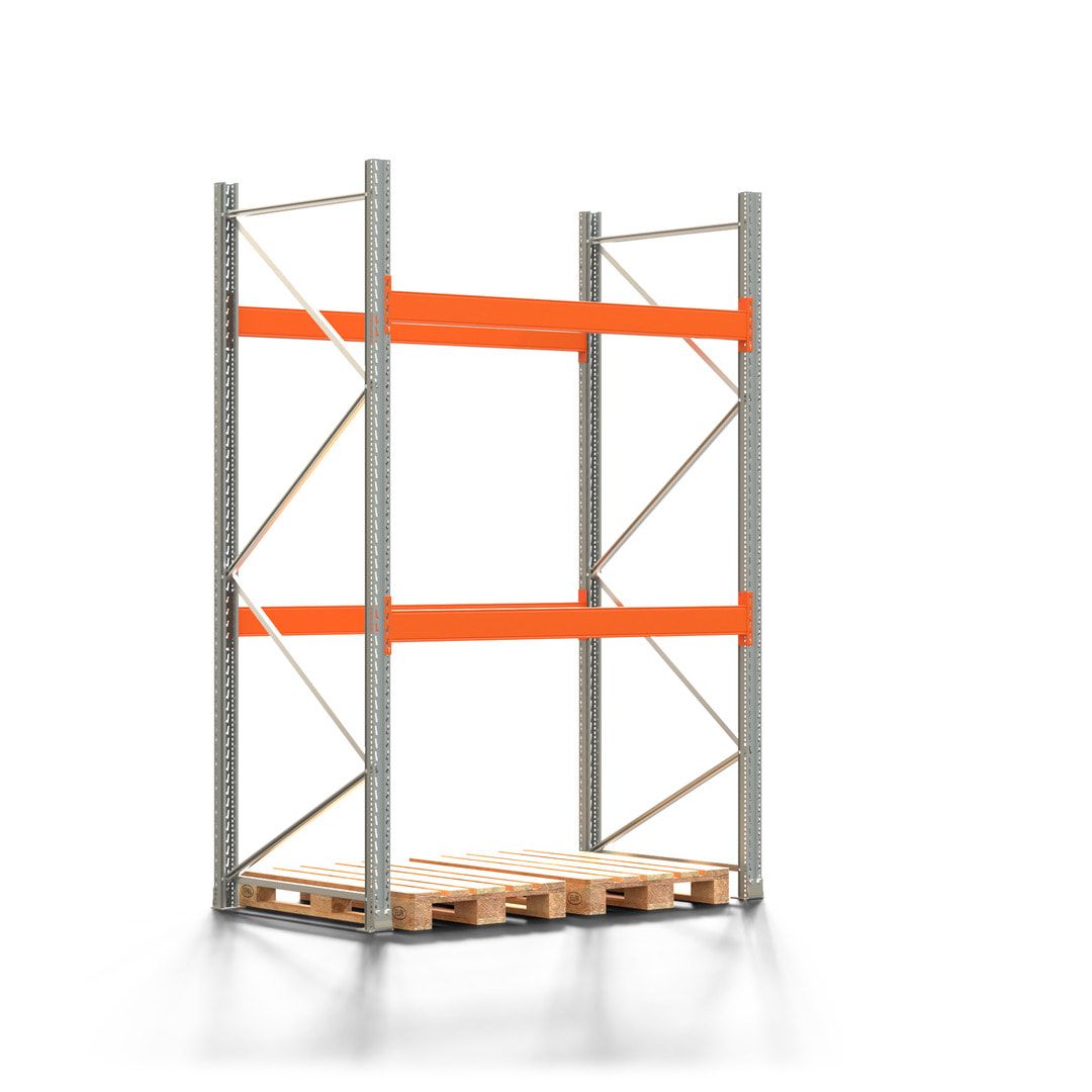 Palettenregal ARTUS - Anbauregal mit 3 Ebenen - Fachlast 2.000 kg - 3.000 x 1.900 x 1.100 mm (HxBxT) - Schwerlastregal