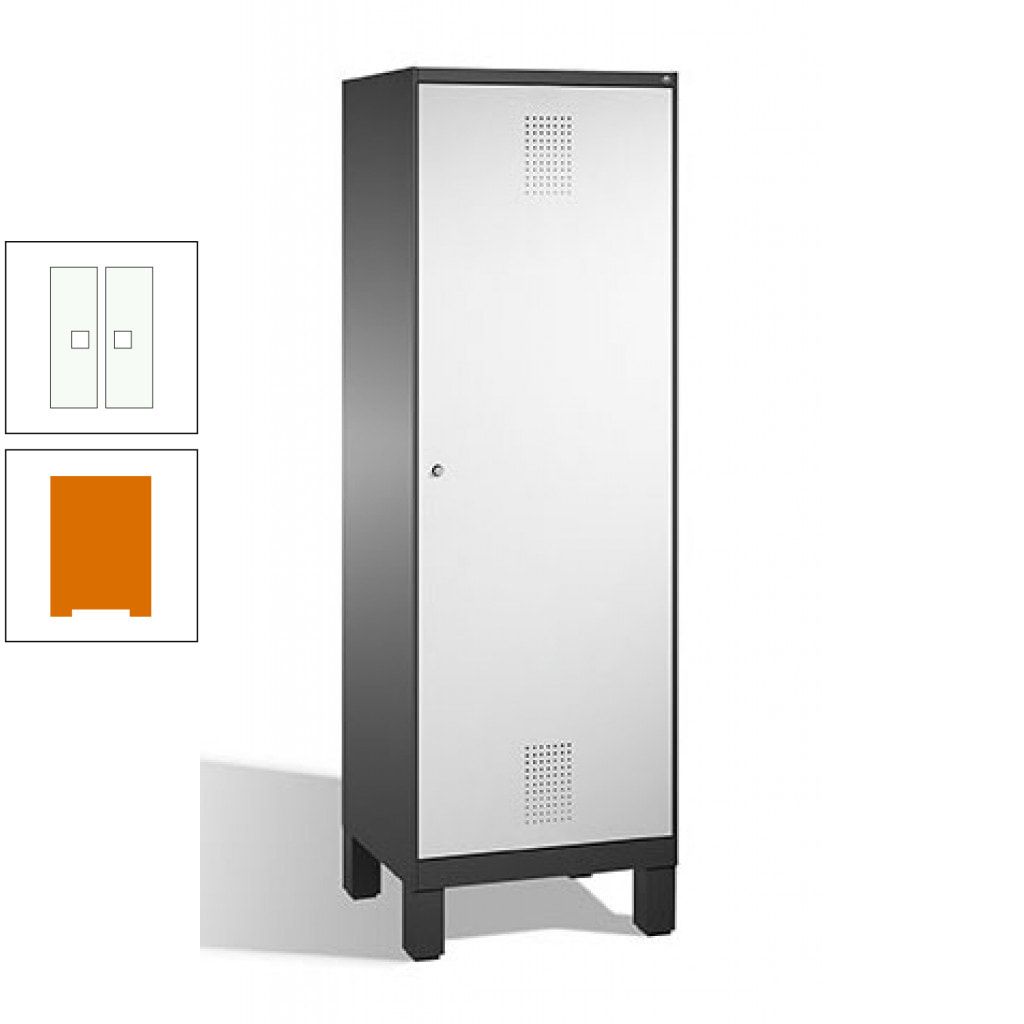 Doppel-Spind, Garderobenschrank, 1 Tür für 2 Abteile a 300 mm, Korpus anthrazitgrau, Türen anthrazitgrau, 1.850 x 600 x 500 mm (HxBxT)