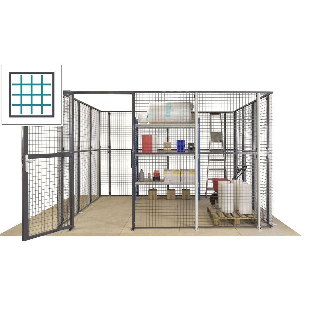Maschinen Schutzgitter - Hallentrennwand - Sicherheitszaun - Tür - 72 m - 2.200 x 21.400 x 15.400 mm (HxBxT) - enzianblau