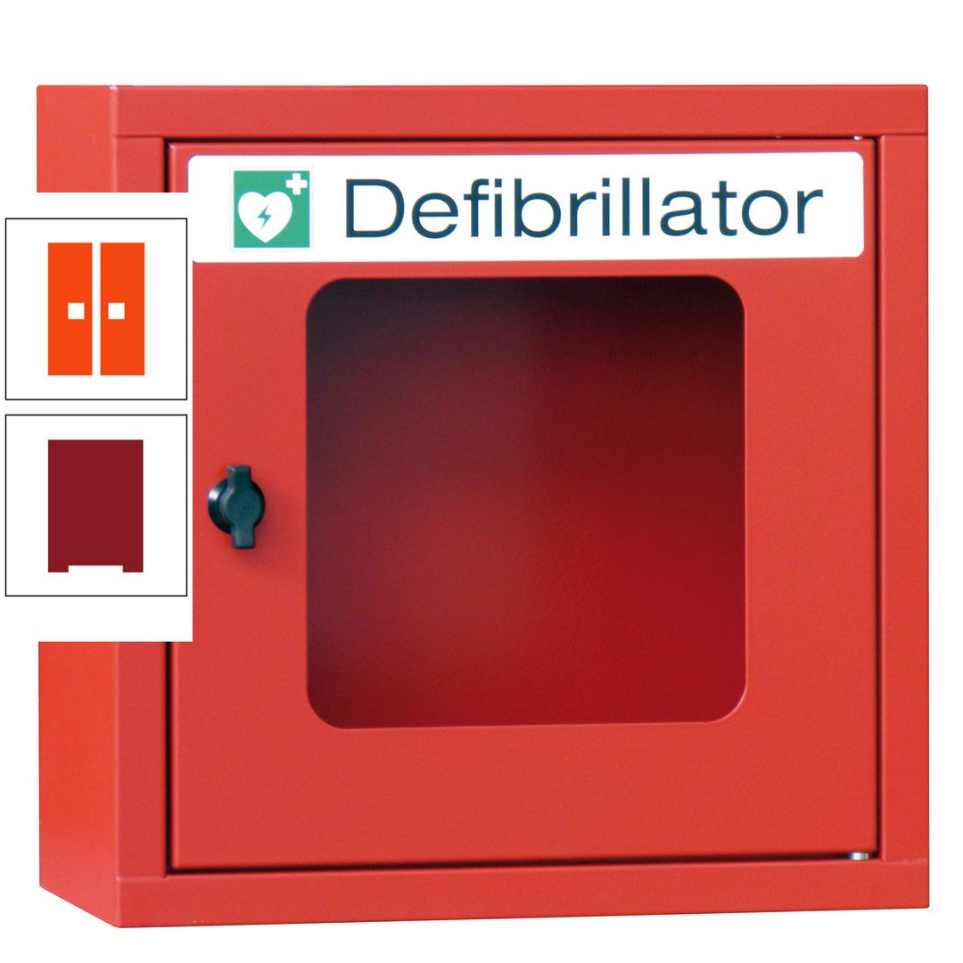 Defibrillatorenschrank - 400 x 400 x 200 mm (HxBxT) - Sichtfenster - anthrazitgrau