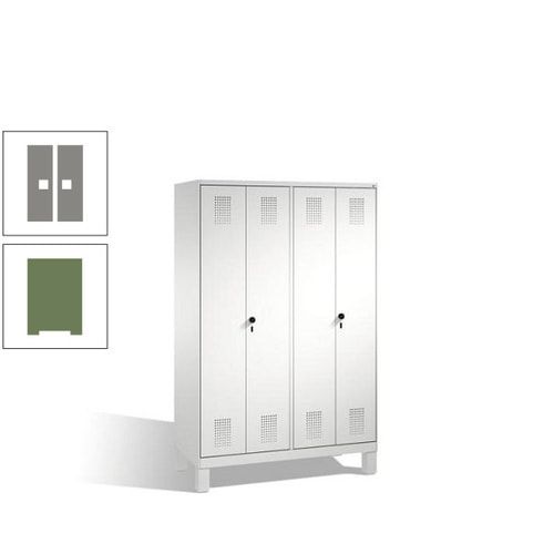 Doppel-Spind, Doppeltüren, Garderobenschrank mit Füßen, 4 Abteile a 300 mm, Korpus anthrazitgrau, Tür anthrazitgrau, 1.850 x 1.200 x 500 mm (HxBxT)