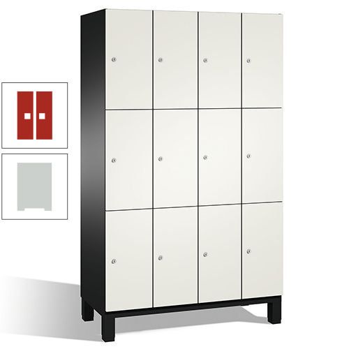 Fächerschrank, Stahlschrank, 12 Fächer, Türöffnungsbegrenzer, mit Füßen, Korpus lichtgrau, Tür anthrazitgrau, 1.980 x 1.200 x 525 mm (HxBxT)