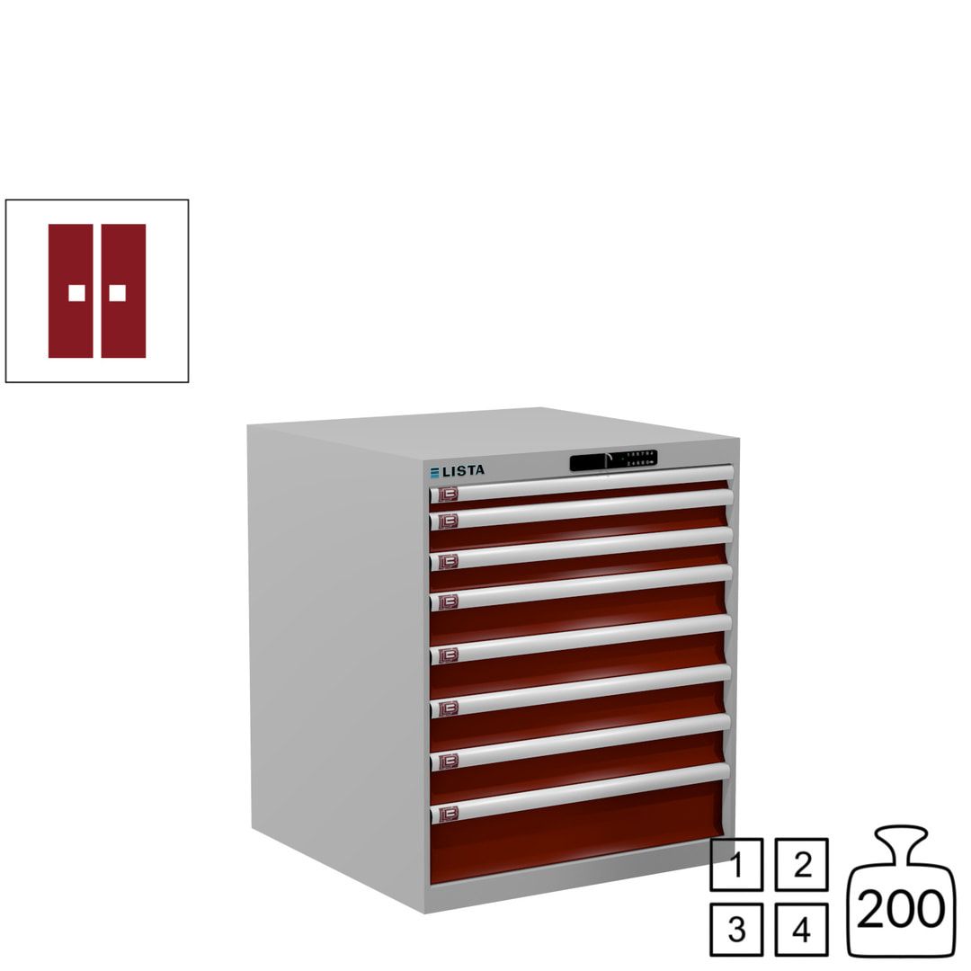 Lista Schubladenschrank - 14.408.010 - 850x717x725 mm (HxBxT) - 8 Schubladen - 75 kg - Key Lock - lichtblau (RAL 5012)