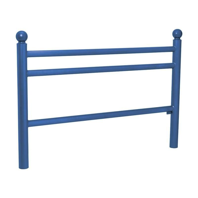 Geländer 3 Stahlrohre - 1.000 x 1.572 mm - Pfosten mit Edelstahlkopf - Farbe enzianblau - Außengeländer Systemgeländer