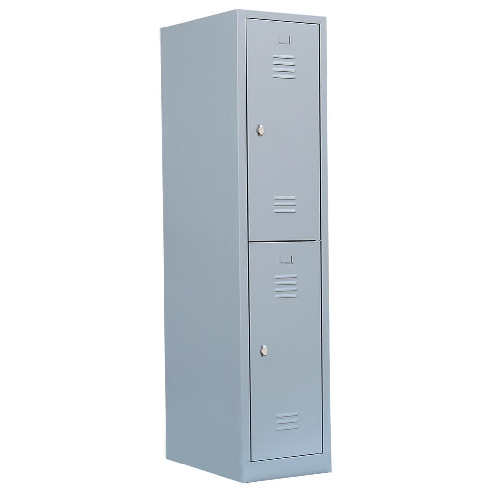 Garderobenschrank, Doppelstockspind, 1 Abteil, 2 Fächer, 1.800 x 415 x 500 mm (HxBxT), Stahl, Drehriegel, Korpus: lichtgrau, Front: anthrazitgrau