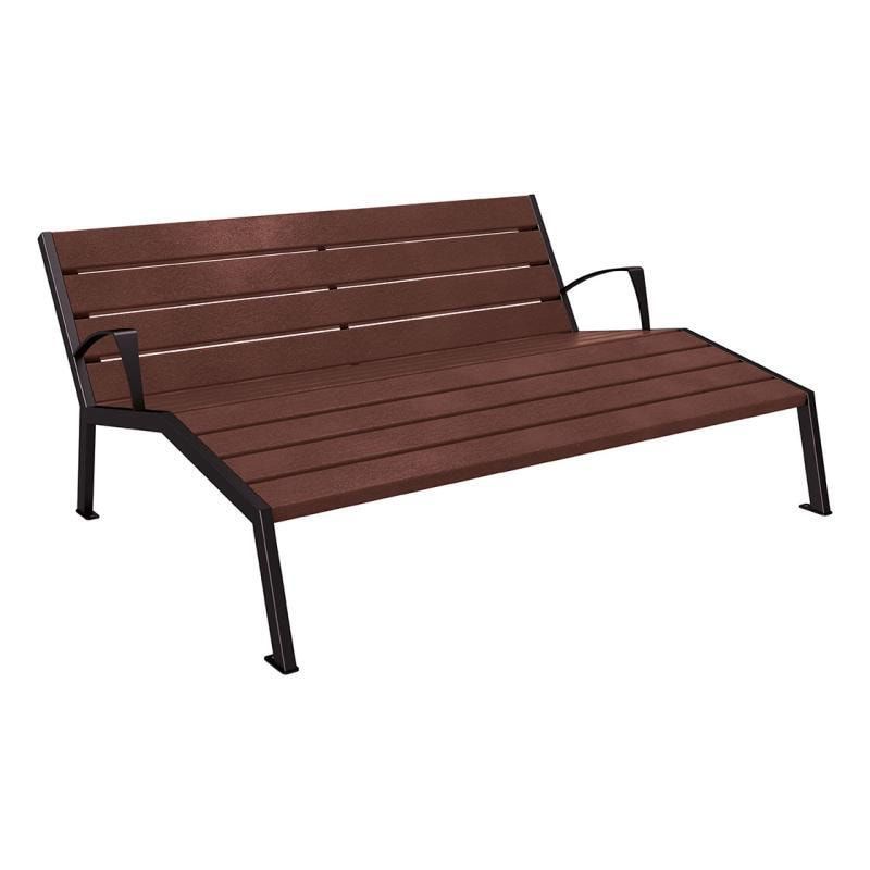 Liegestuhl aus Kunststoff und Stahlstreben - mit Armlehnen - 808 x 1.800 mm (HxB) - Farbe enzianblau - Parkbank - Gartenbank