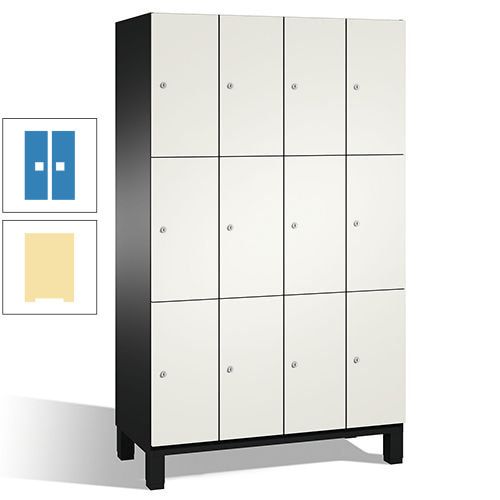 Fächerschrank, Stahlschrank, 12 Fächer, Türöffnungsbegrenzer, mit Füßen, Korpus lichtgrau, Tür anthrazitgrau, 1.980 x 1.200 x 525 mm (HxBxT)