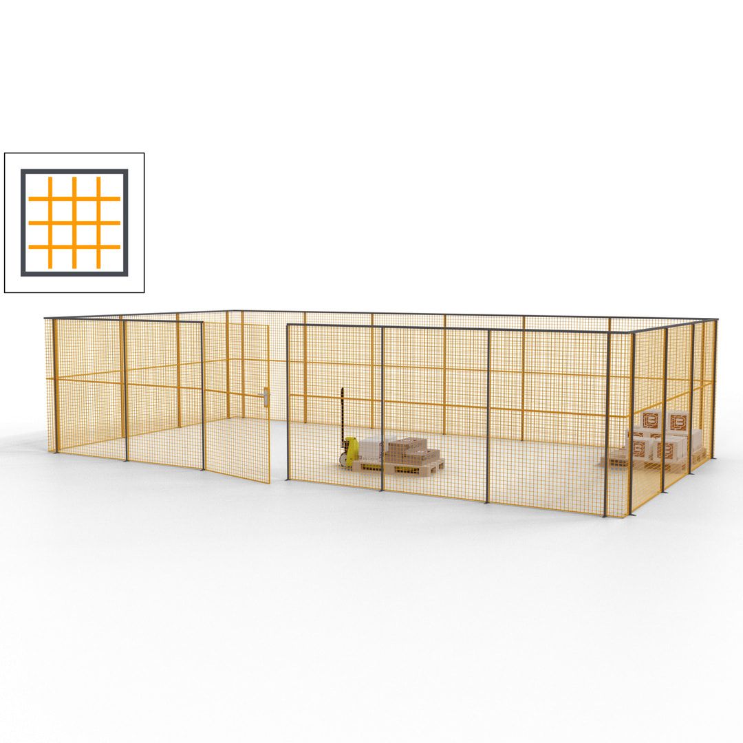 Maschinen Schutzgitter - Hallentrennwand - Sicherheitszaun - Tür - 27 m - 2.200 x 9.400 x 4.900 mm (HxBxT) - enzianblau