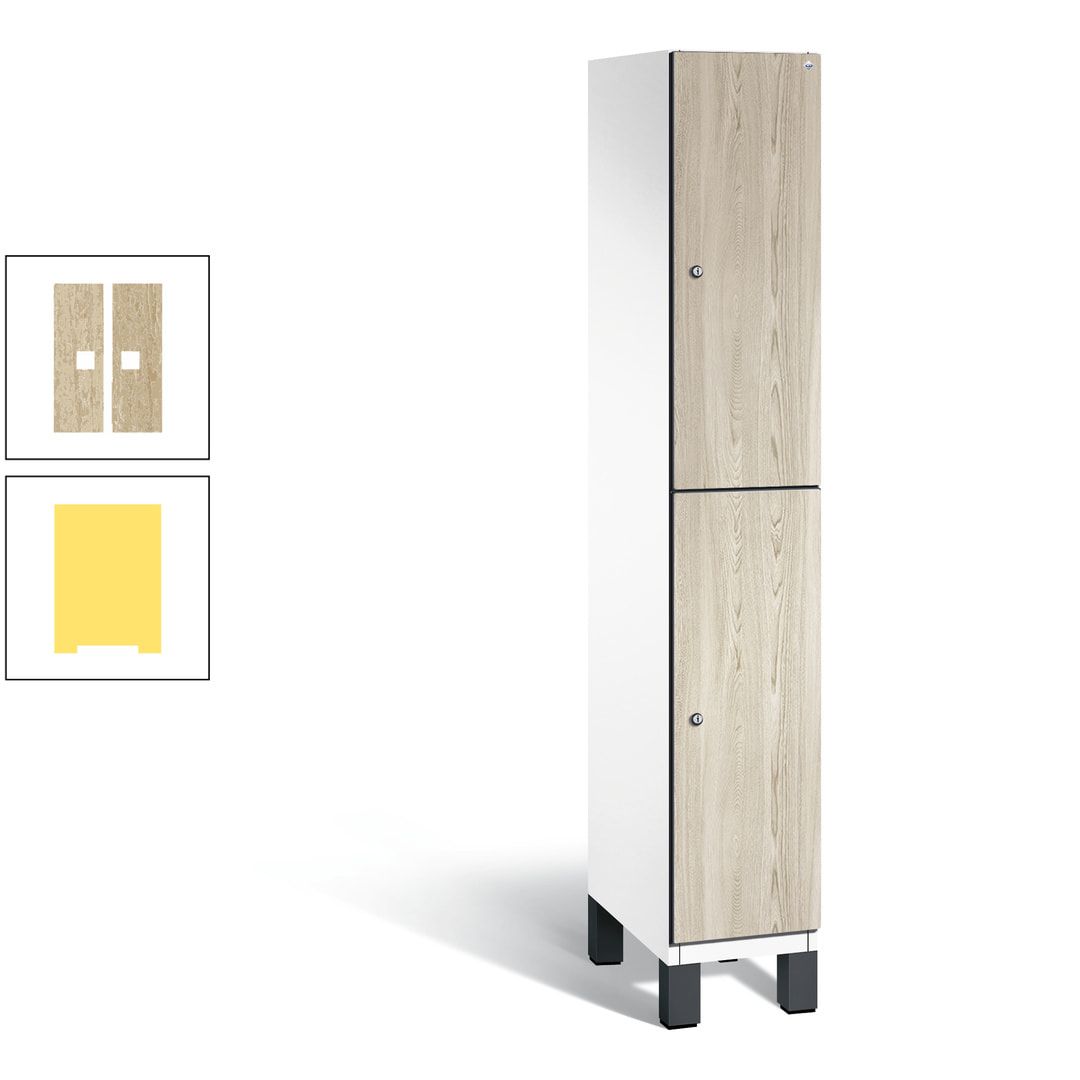 Fächerschrank, Garderobenschrank, mit Füßen, 1 Abteile, 1.980 x 300 x 525 mm (HxBxT), Korpus anthrazitgrau, Tür Donau-Ahorn