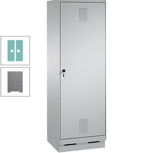 Doppel-Spind, Garderobenschrank, 1 Tür für 2 Abteile a 300 mm, Korpus anthrazitgrau, Türen anthrazitgrau, 1.800 x 600 x 500 mm (HxBxT)