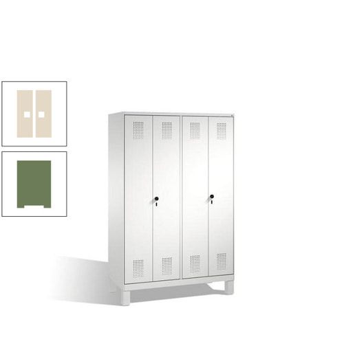 Doppel-Spind, Doppeltüren, Garderobenschrank mit Füßen, 4 Abteile a 300 mm, Korpus anthrazitgrau, Tür anthrazitgrau, 1.850 x 1.200 x 500 mm (HxBxT)