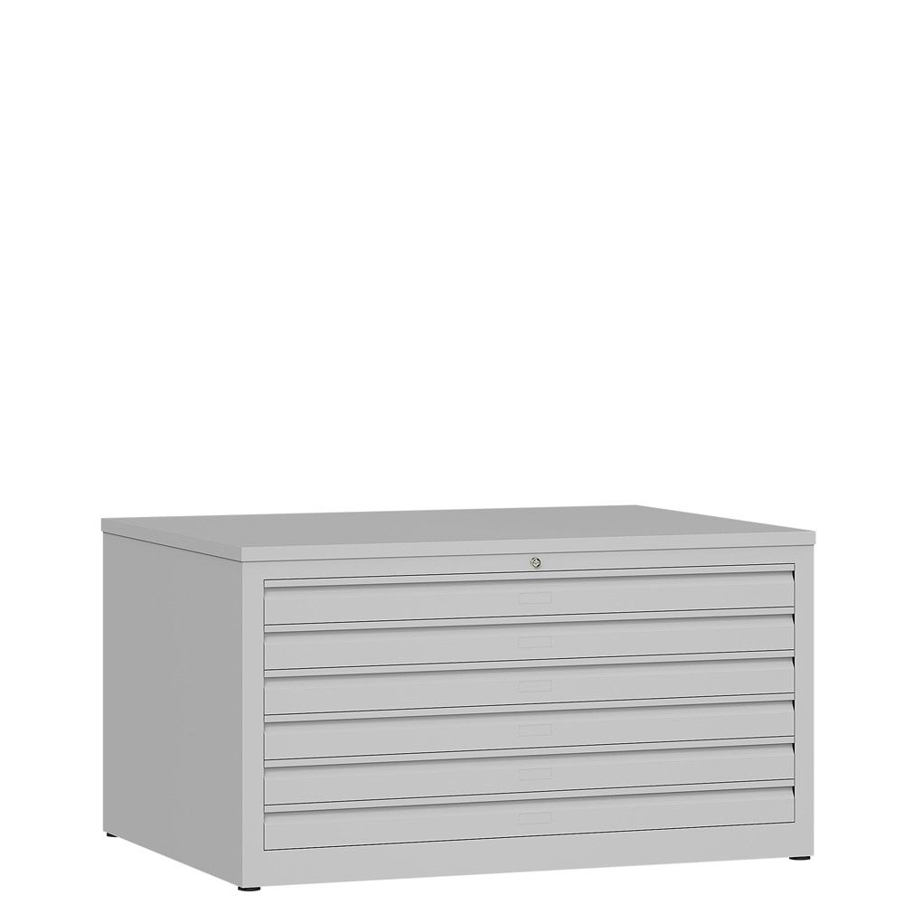 Zeichenschrank, Planschrank, Architektenschrank, Flachablageschrank, bis DIN A1, 6 Schubladen, 605 x 1.135 x 835 mm (HxBxT), Farbe: lichtgrau