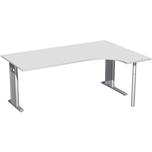 Eckschreibtisch, Ecke rechts, Füße einseitig verkürzt, C-Fuß Pro, höhenverstellbar, 680-820 x 1.600 x 1.200 mm (HxBxT), Dekor Ahorn