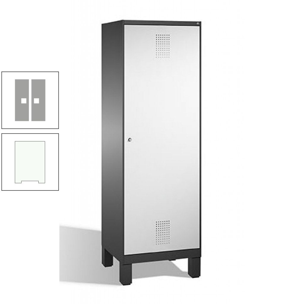 Doppel-Spind, Garderobenschrank, 1 Tür für 2 Abteile a 300 mm, Korpus anthrazitgrau, Türen anthrazitgrau, 1.850 x 600 x 500 mm (HxBxT)