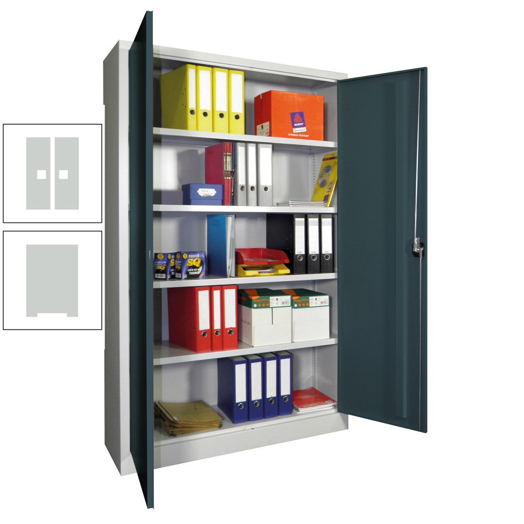 Aktenschrank - Vollblechtüren - 1.950x1.200x400 mm (HxBxT) - 4 Einlegeböden verzinkt - Zylinderschloss - anthrazitgrau