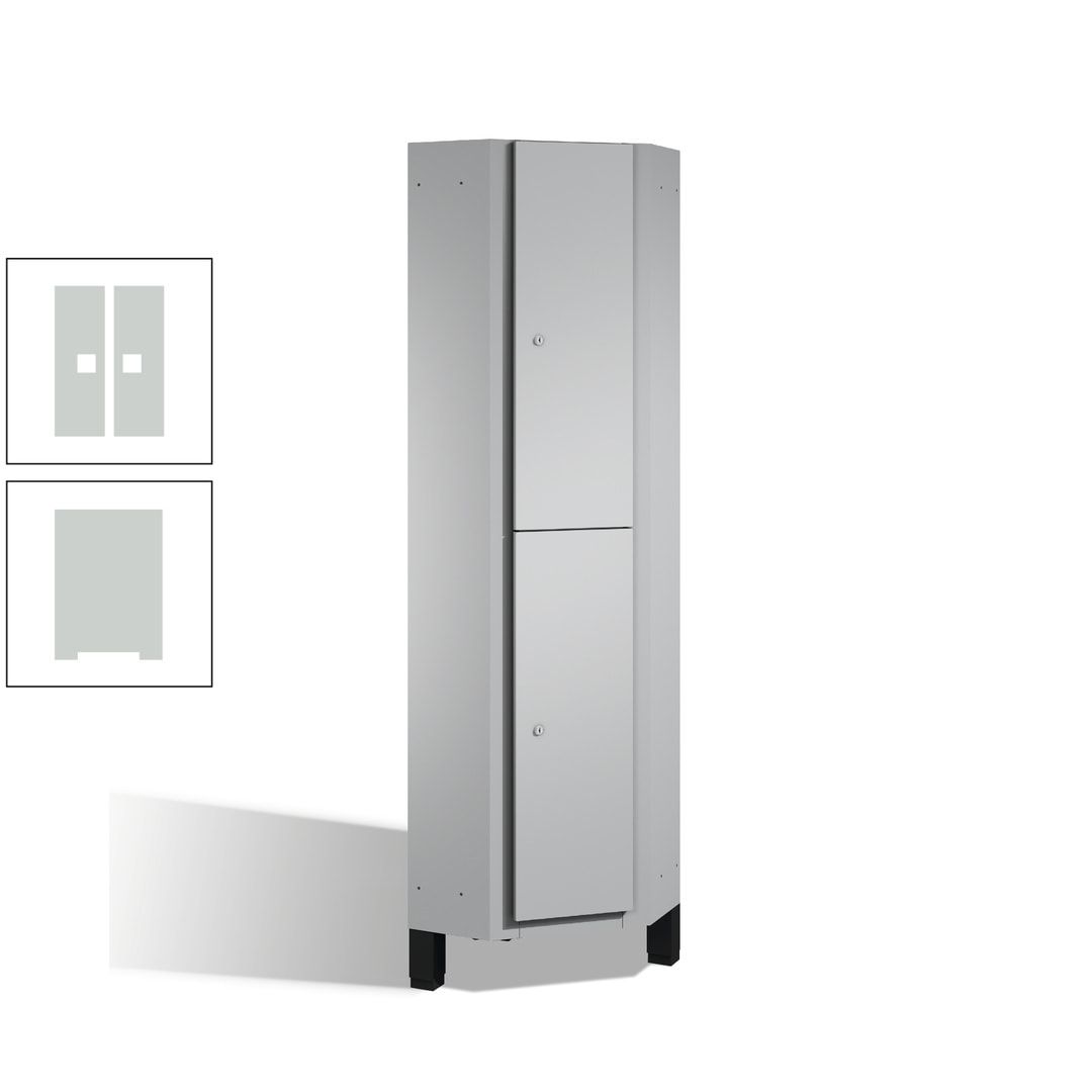 Eckschrank, Spind, auf Füßen, 2 Personen, 1.980 x 500 mm (HxT), Korpus anthrazitgrau, Tür anthrazitgrau