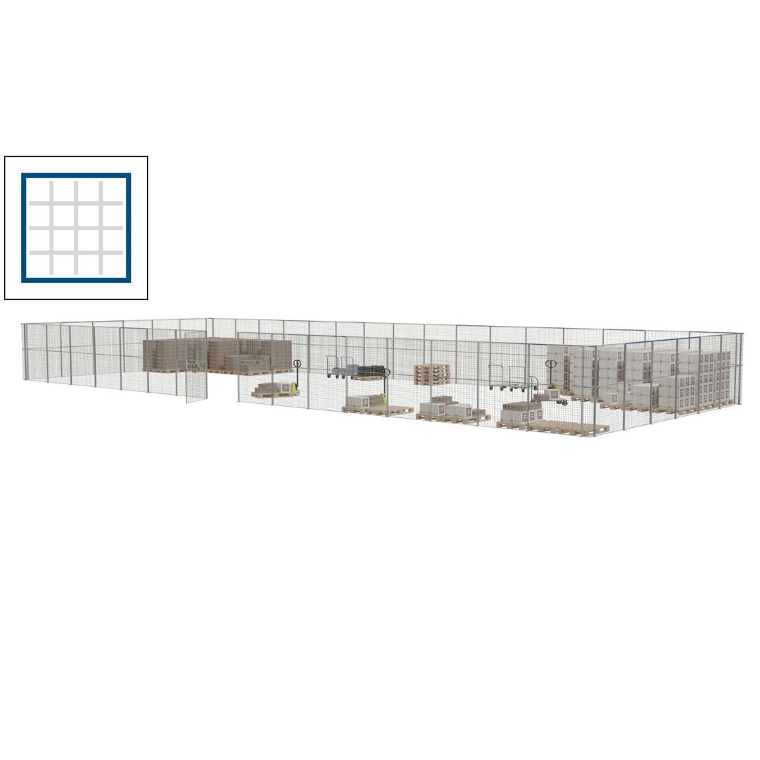 Maschinen Schutzgitter - Hallentrennwand - Sicherheitszaun - Tür - 66 m - 2.200 x 24.400 x 9.400 mm (HxBxT) - enzianblau