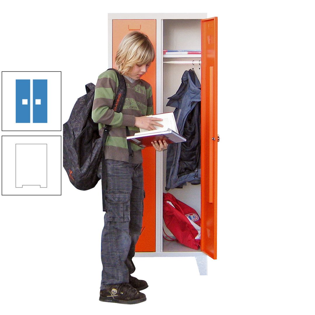 Spindschrank f. Schulen - mit Füßen - Höhe 1.600 mm - 3 Abteile a 300 mm - Drehriegel - anthrazitgrau