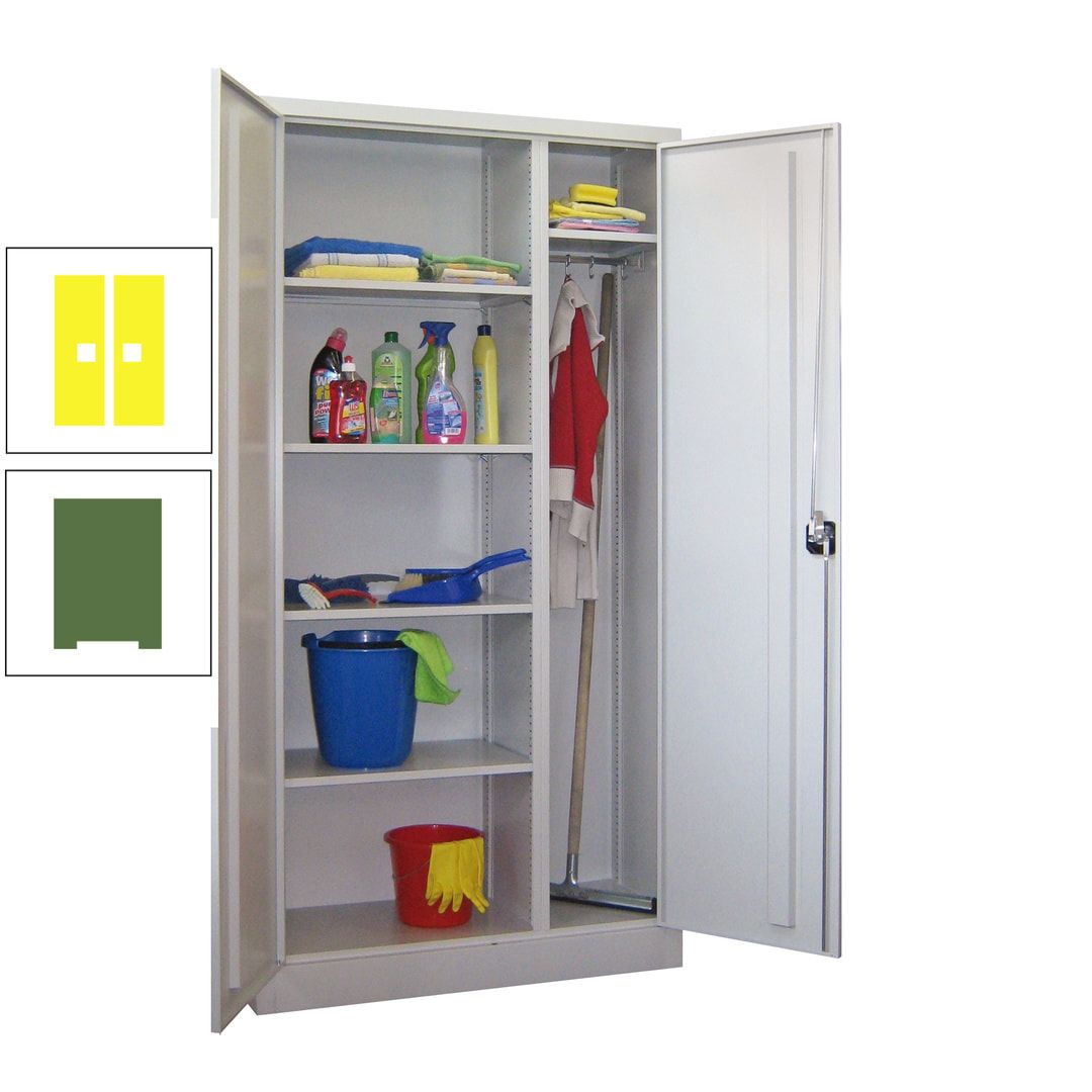 Putzschrank mit Trennwand - 1.950x1.000x400 mm (HxBxT) - Böden pulverbeschichtet - anthrazitgrau