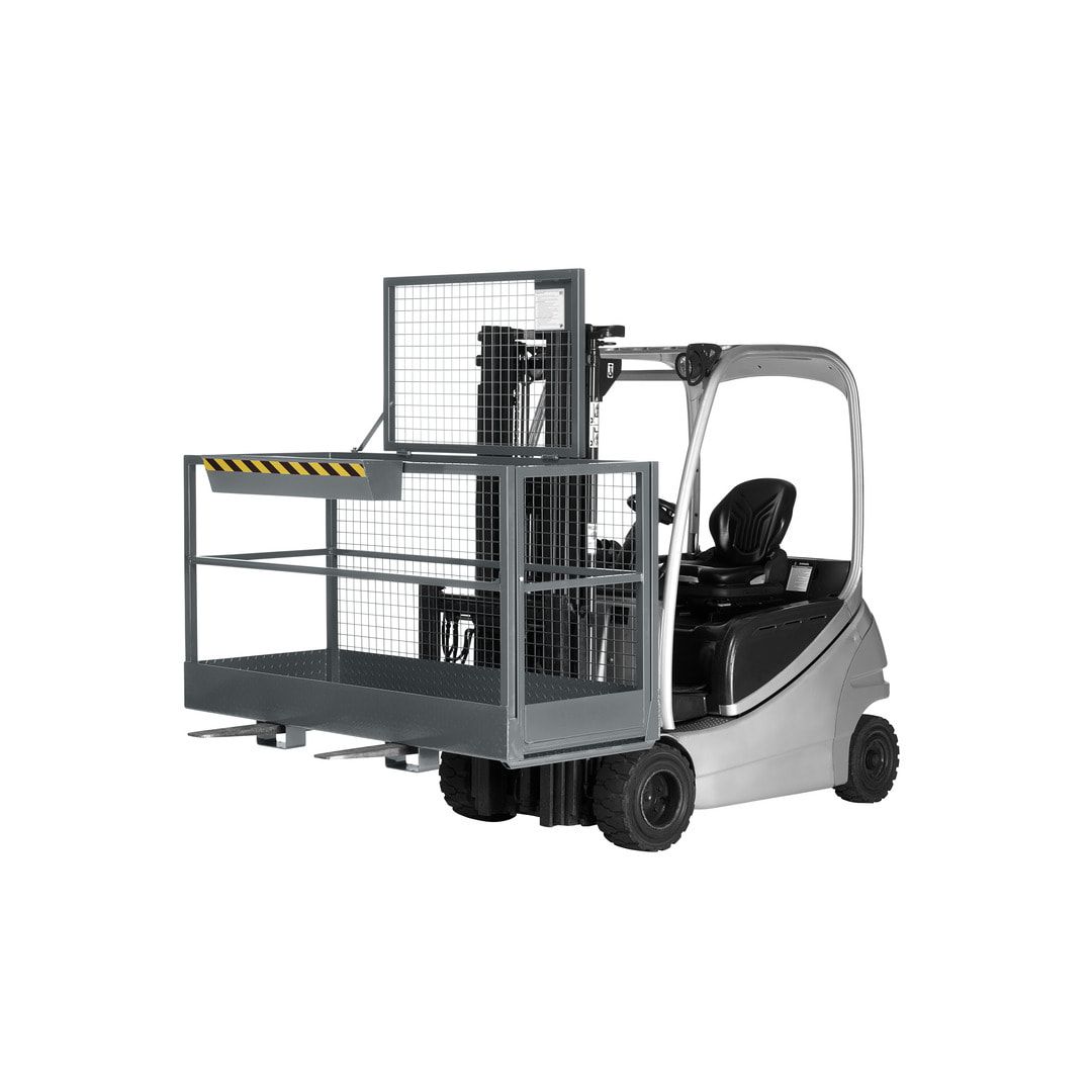 Arbeitsbühne für Stapler und Frontlader - Arbeitskorb - Montagebühne - Extra breit - Traglast 300 kg - 1.910 x 2.000 x 800 mm (HxBxT) - anthrazitgrau
