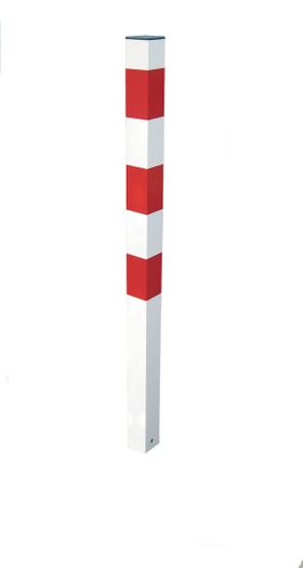 Feuerwehrpfosten klappbar - mit roten Reflektorstreifen - 76 x 1.000 mm (DxH) - Farbe reinweiß