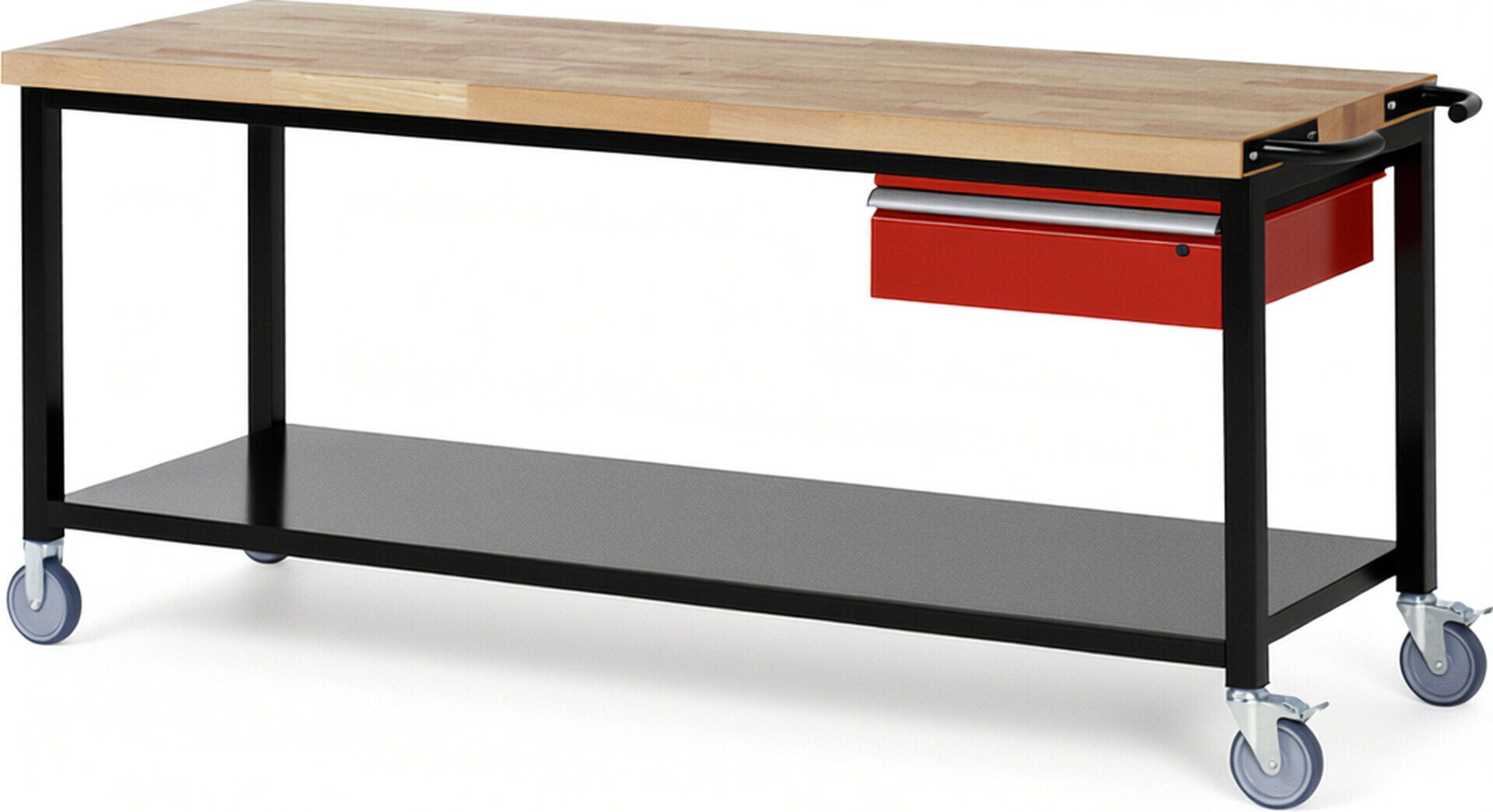 Mobile Werkbank mit Ablageboden - 1 Schublade - 150:1 - höhenverstellbar 880-1.080 mm - 2.000 x 700 mm (BxT) - 450 kg - Anthrazitgrau