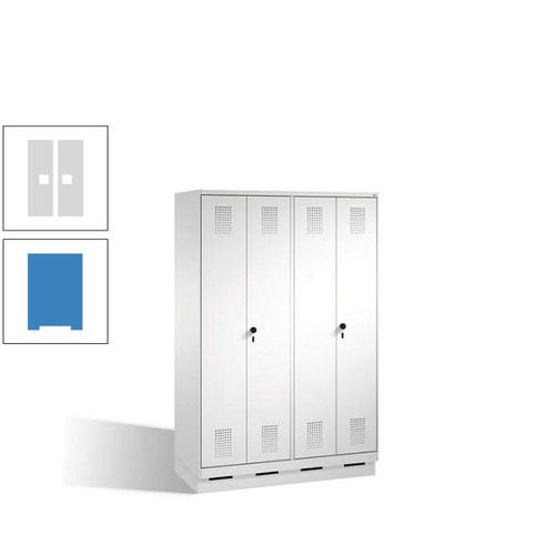 Doppel-Spind, Doppeltüren, Garderobenschrank mit Sockel, 4 Abteile a 300 mm, Korpus anthrazitgrau, Tür anthrazitgrau, 1.800 x 1.200 x 500 mm (HxBxT)