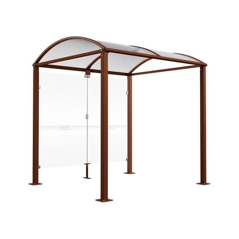Fahrradunterstand, Fahrradüberdachung, All-in-One + Zusatz, Sicherheitsglas, 2.635 x 5.000 x 2.090 mm (HxBxT), auf Bodenplatten, Farbe enzianblau