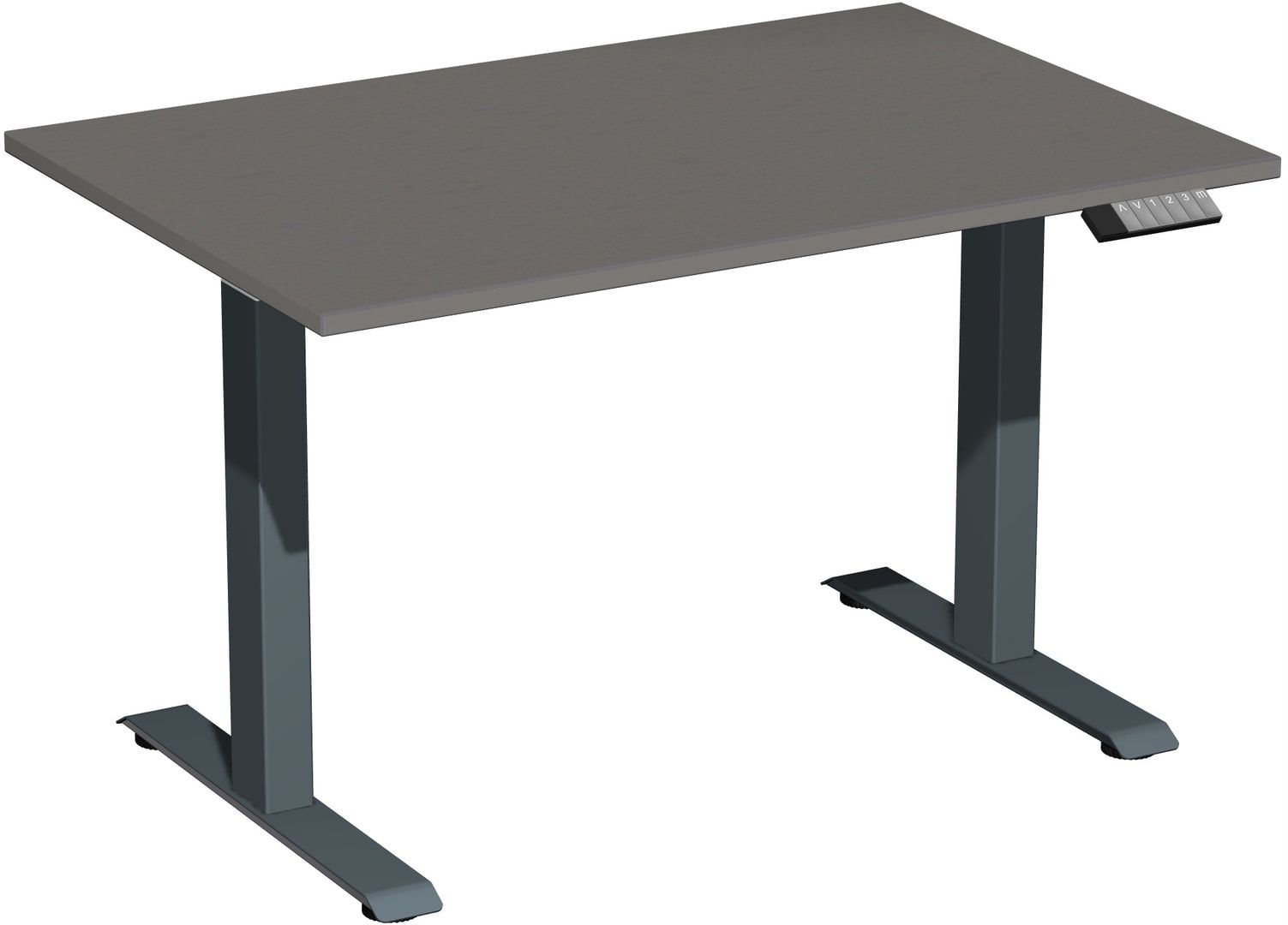 Schreibtisch, Elevate Basic, elektronisch höhenverstellbar, 730 - 1.230 x 1.200 x 800 mm (HxBxT), Gestell anthrazit, Dekor Ahorn