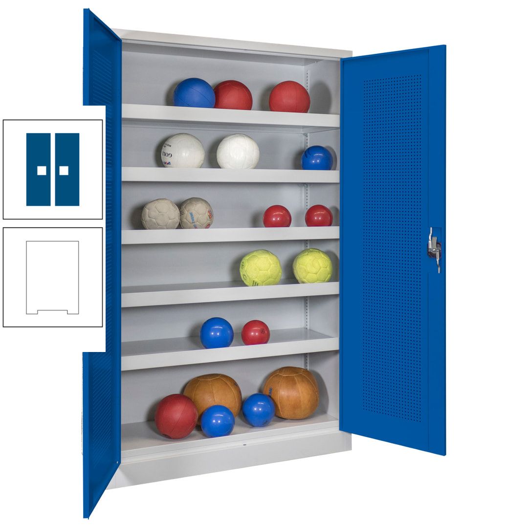 Ballschrank - Lochfeldtüren - 5 Böden - 1.950x1.200x500 mm (HxBxT) - anthrazitgrau