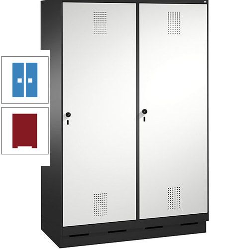 Doppel-Spind, Garderobenschrank, 2 Türen für 4 Abteile a 300 mm, Korpus anthrazitgrau, Türen anthrazitgrau, 1.800 x 1.200 x 500 mm (HxBxT)