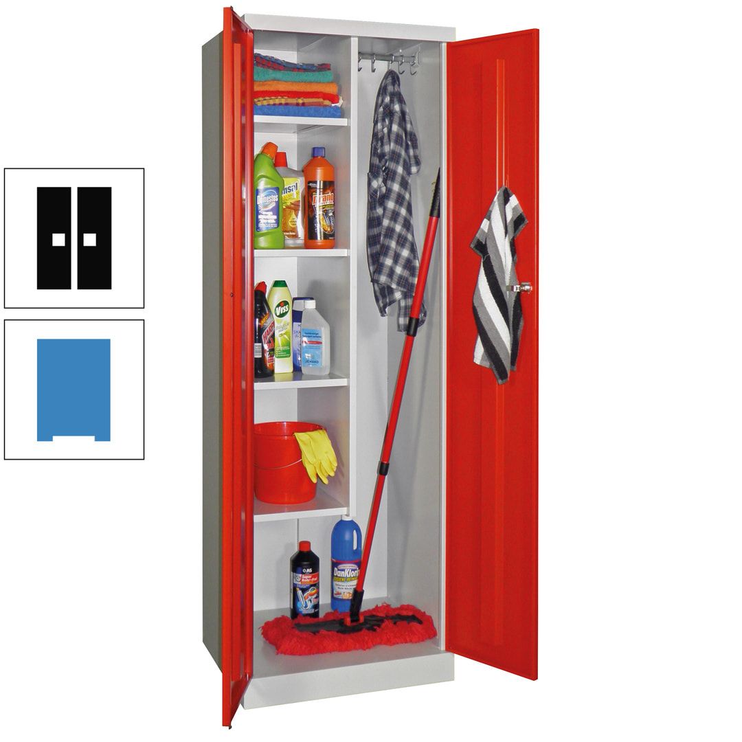 Putzschrank mit Sockel - 1 Abteil mit Trennwand - 1.800x600x500 mm (HxBxT) - Zylinderschloss - anthrazitgrau