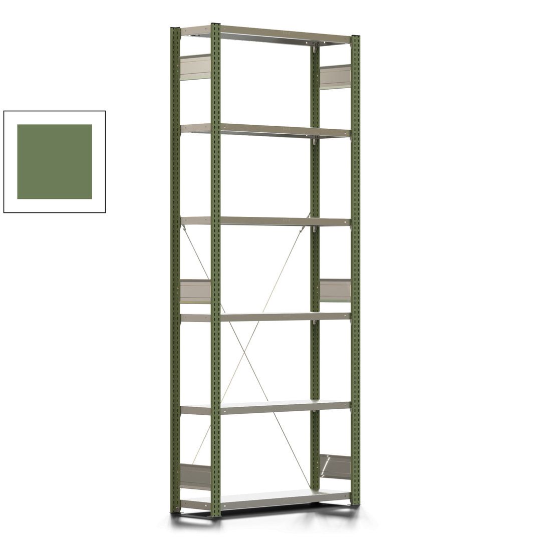 Fachbodenregal mit Tiefenriegel - 350 kg - 2.500 x 1.005 x 326 mm (HxBxT) - Anbauregal - 6 Böden - enzianblau - Lagerregal - Steckregal BERT