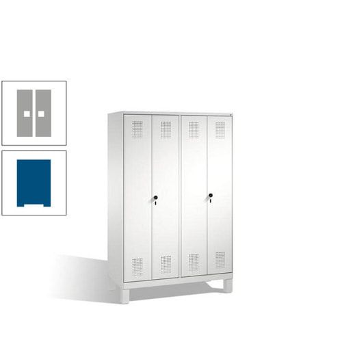 Doppel-Spind, Doppeltüren, Garderobenschrank mit Füßen, 4 Abteile a 300 mm, Korpus anthrazitgrau, Tür anthrazitgrau, 1.850 x 1.200 x 500 mm (HxBxT)