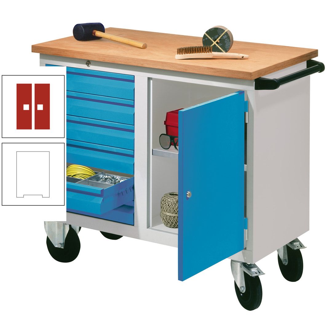 Mobile Werkbank - Werkstattwagen - 915 x 1.090 x 600 mm - 6 Schubladen und Schrankfach - anthrazitgrau