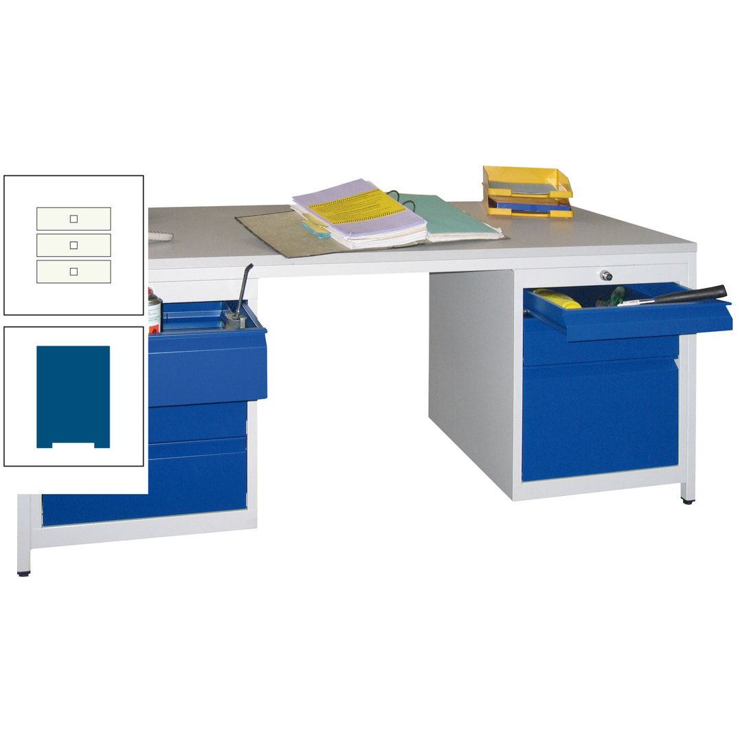 Meisterschreibtisch - 6 Schubladen, 75 / 125 / 150 / 175 / 300 mm - 720 x 1.700 x 800 mm (HxBxT) - anthrazitgrau