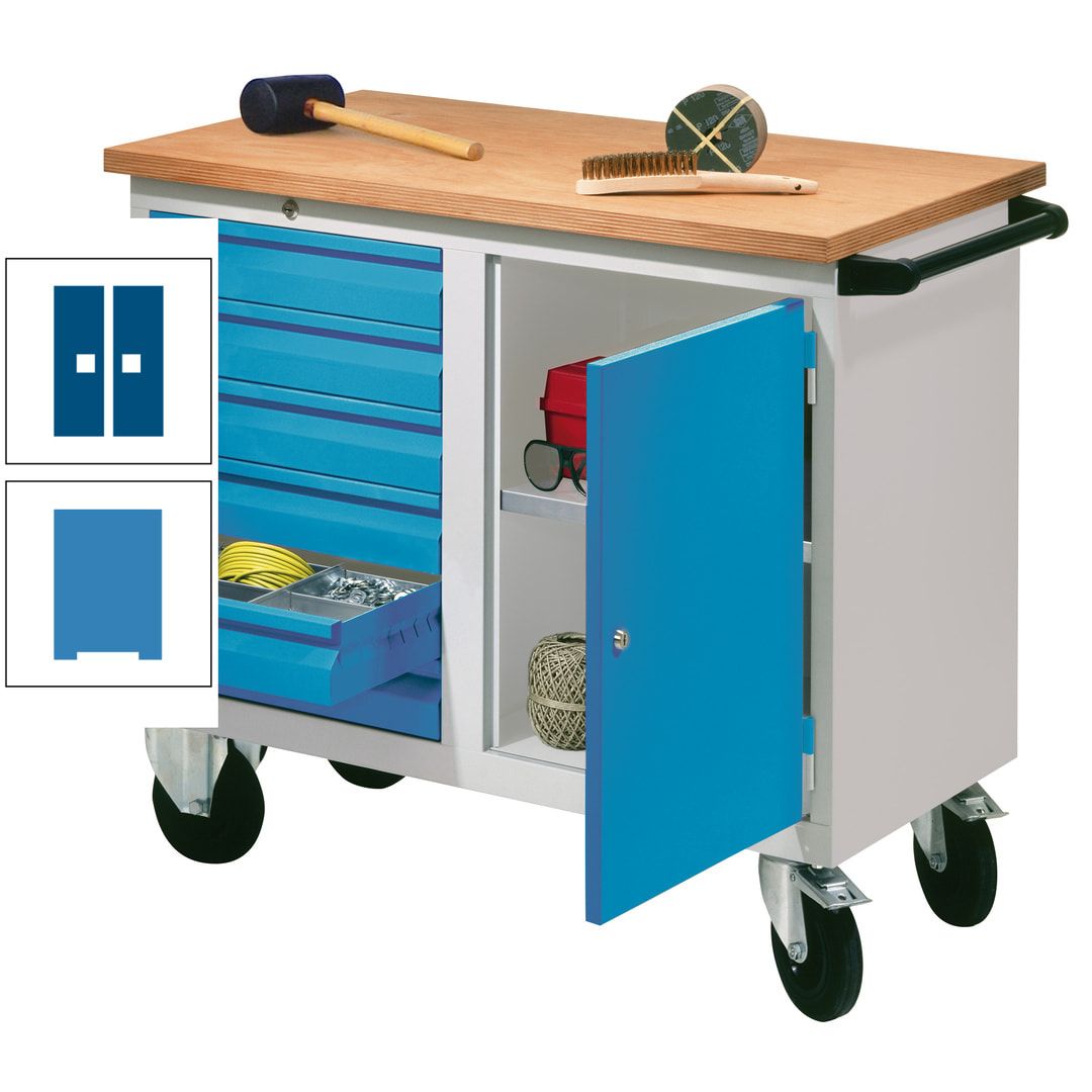Mobile Werkbank - Werkstattwagen - 915 x 1.090 x 600 mm - 6 Schubladen und Schrankfach - anthrazitgrau