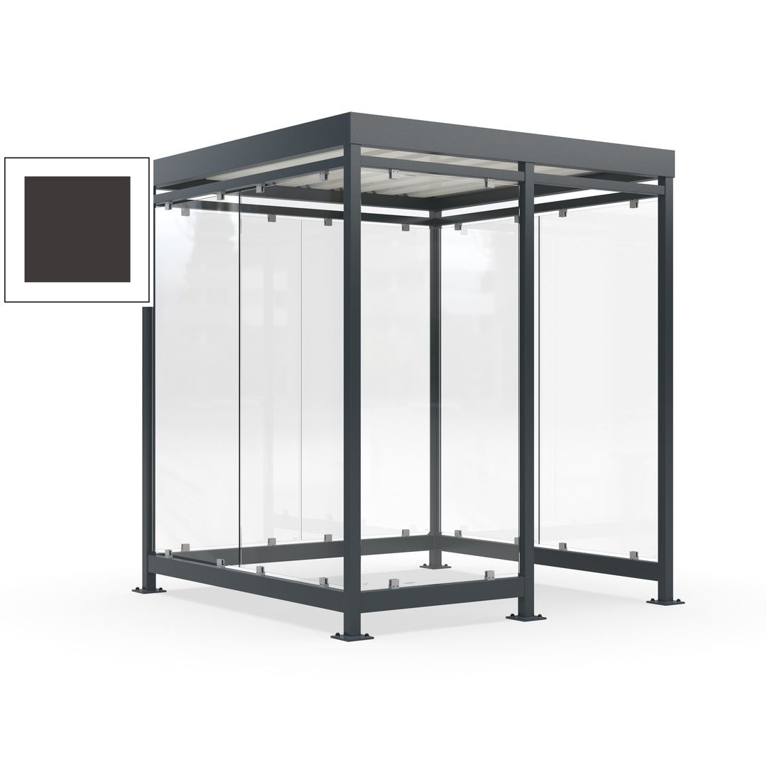 Raucherunterstand, Bushaltestelle, 7 Wände, 6-7 Personen, 2.510 x 2.165 x 2.165 mm (HxBxT), Farbe Achatgrau