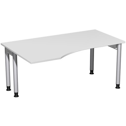 Eckschreibtisch, Ecke links, Füße einseitig verkürzt, 4-Fuß Pro, höhenverstellbar, 680-800 x 1.600 x 1.000 mm (HxBxT), Dekor Ahorn