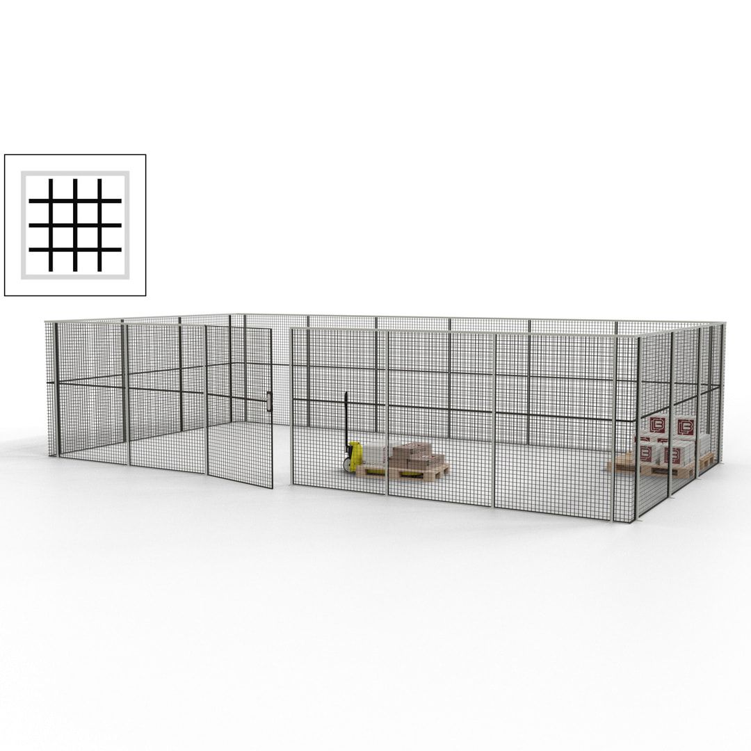 Maschinen Schutzgitter - Hallentrennwand - Sicherheitszaun - Tür - 27 m - 2.200 x 9.400 x 4.900 mm (HxBxT) - enzianblau