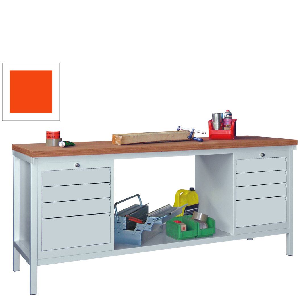 Werkbank - 2 Schubladenblöcke - 900 x 2.000 x 700 mm (HxBxT) - anthrazitgrau