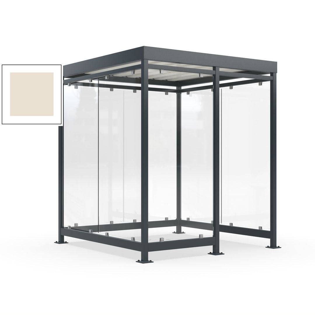 Raucherunterstand, Bushaltestelle, 7 Wände, 6-7 Personen, 2.510 x 2.165 x 2.165 mm (HxBxT), Farbe Achatgrau