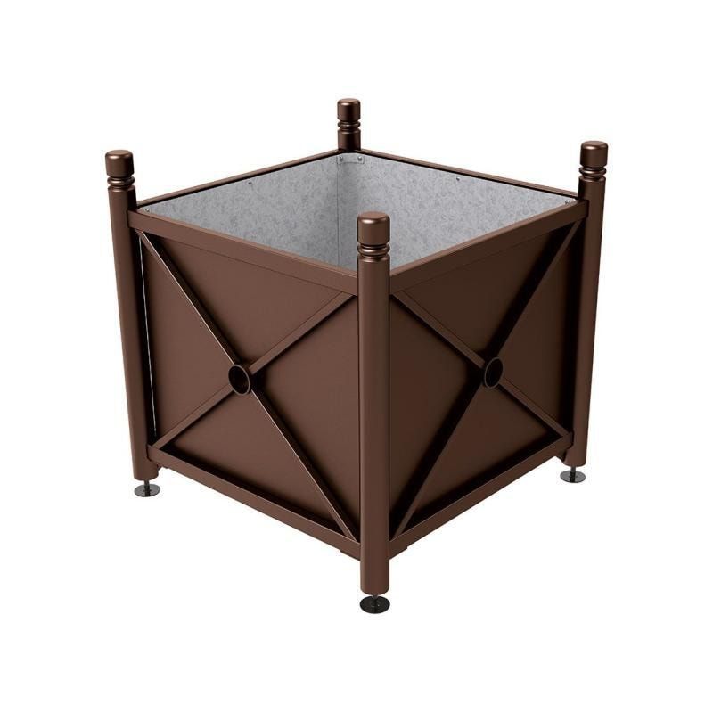 Pflanzbehälter, fvz.Stahl, innen feuerverzinkt, Verladungsgriffe, verstellbare Füße, Kopf Agora, 900 x 1.000 x 1.000 mm (HxBxT), enzianblau