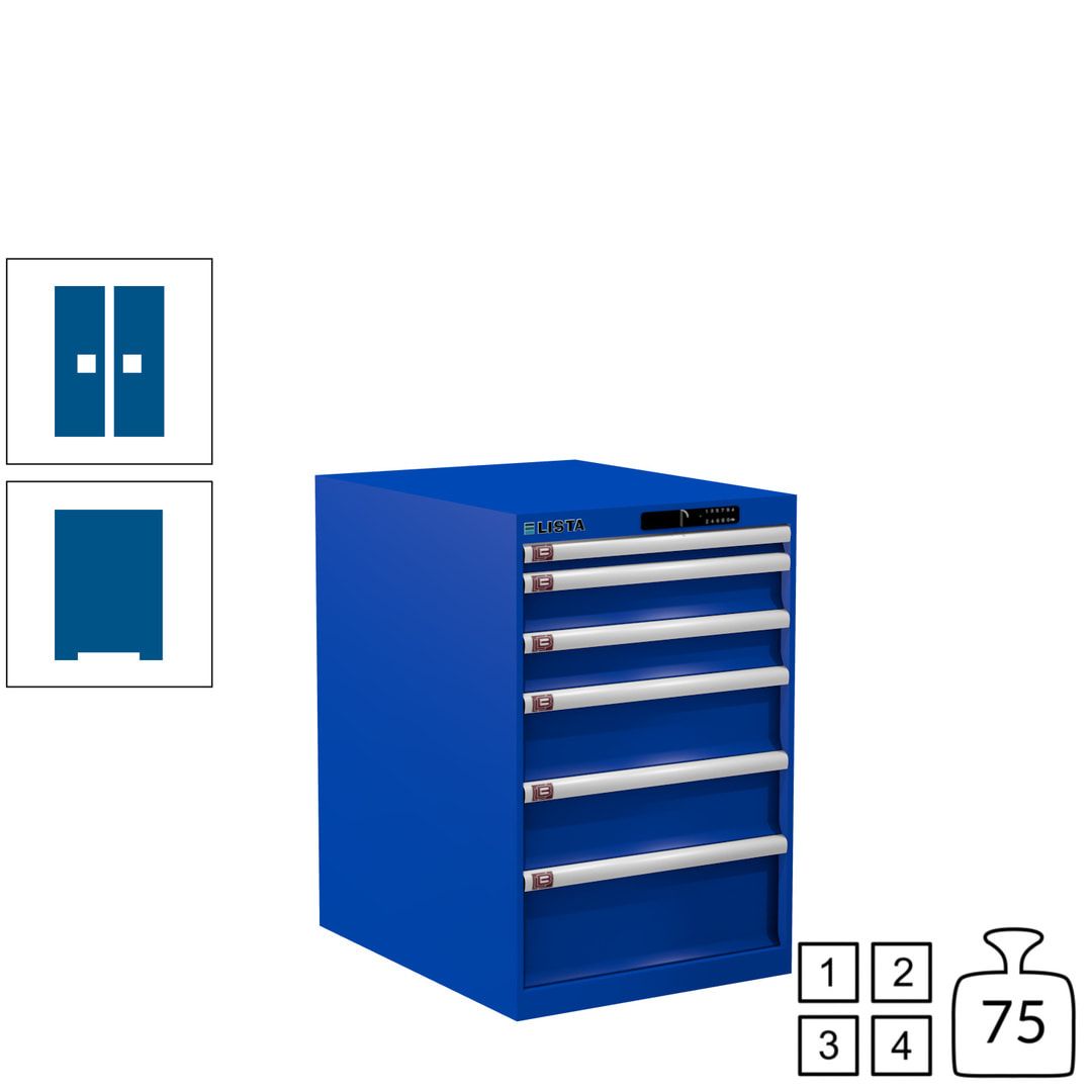 Lista Schubladenschrank - 14.407.010 - 850x564x725 mm (HxBxT) - 6 Schubladen - 75 kg - Key Lock - lichtblau (RAL 5012)