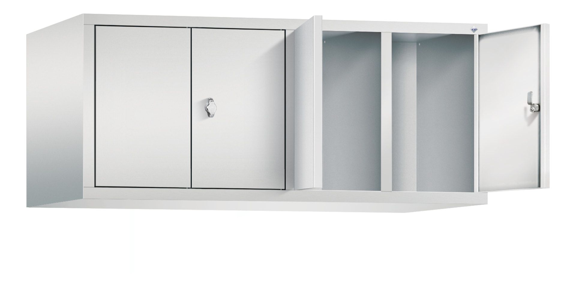 Aufsatzschrank für Spinde und Schließfachschränke, Doppeltüren, 4 Abteile, Korpus anthrazitgrau, Türfarbe anthrazitgrau, 500 x 1.190 x 500 mm (HxBxT)