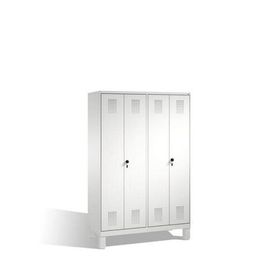 Doppel-Spind, Doppeltüren, Garderobenschrank mit Füßen, 4 Abteile a 300 mm, Korpus anthrazitgrau, Tür wählbar, 1.850 x 1.200 x 500 mm (HxBxT)