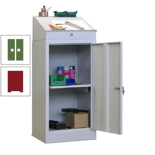 Stehpult mit Schrank - Vollblechtür - Zylinderschloss - 1 Ausziehboden - 1.270x500x500 mm (HxBxT) - anthrazitgrau