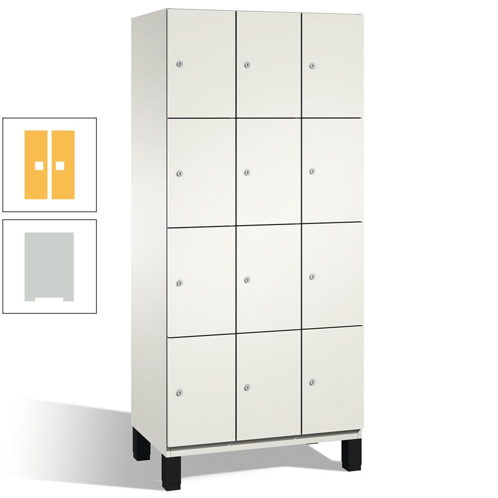 Fächerschrank, Stahlschrank, 12 Fächer, Türöffnungsbegrenzer, mit Füßen, Korpus lichtgrau, Tür anthrazitgrau, 1.980 x 900 x 525 mm (HxBxT)