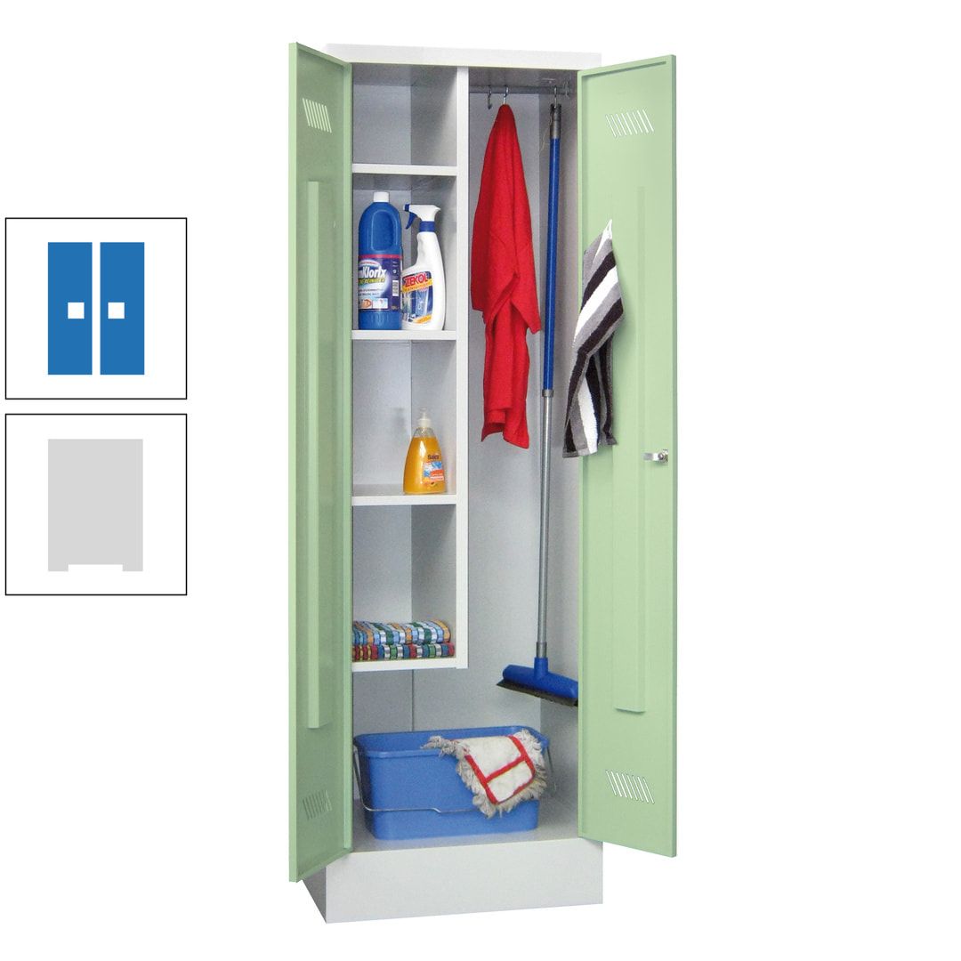 Putzschrank mit Sockel - 1 Abteil mit Trennwand - 1.850x600x500 mm (HxBxT) - Drehriegel - anthrazitgrau